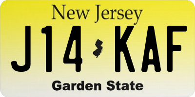 NJ license plate J14KAF