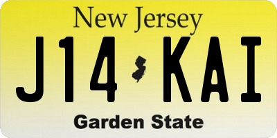 NJ license plate J14KAI