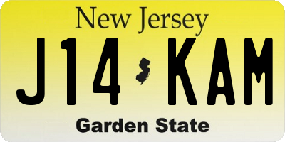 NJ license plate J14KAM