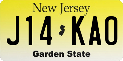 NJ license plate J14KAO