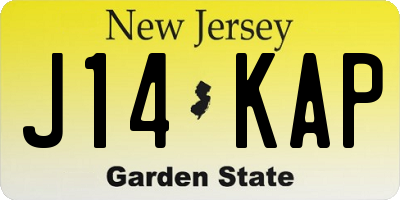 NJ license plate J14KAP