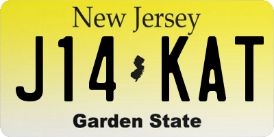 NJ license plate J14KAT