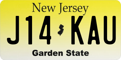 NJ license plate J14KAU