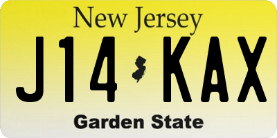 NJ license plate J14KAX