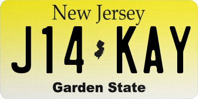 NJ license plate J14KAY