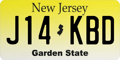 NJ license plate J14KBD