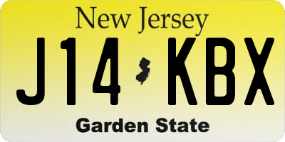 NJ license plate J14KBX