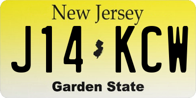 NJ license plate J14KCW