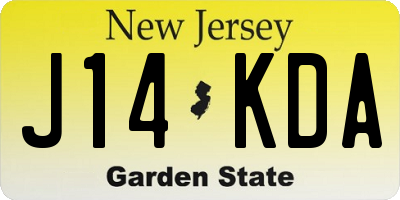NJ license plate J14KDA