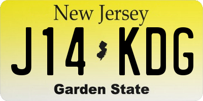 NJ license plate J14KDG