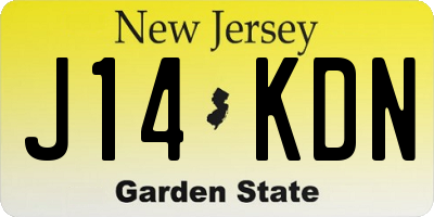NJ license plate J14KDN