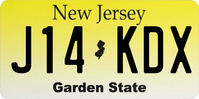 NJ license plate J14KDX