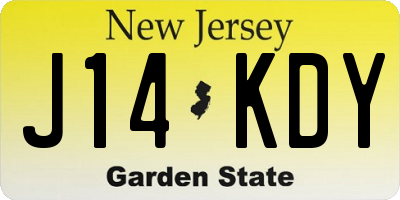 NJ license plate J14KDY