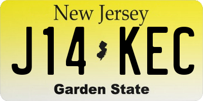 NJ license plate J14KEC