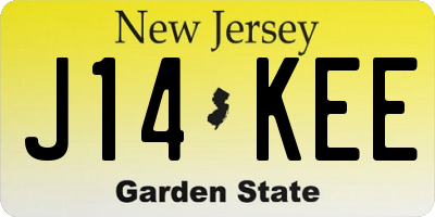 NJ license plate J14KEE