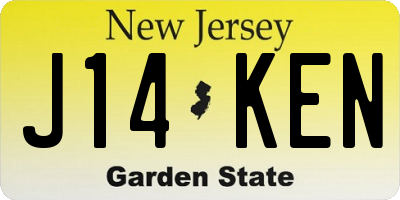 NJ license plate J14KEN