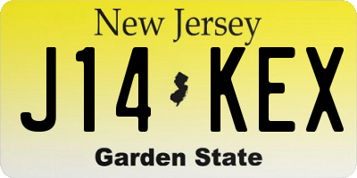 NJ license plate J14KEX