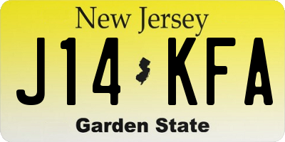 NJ license plate J14KFA