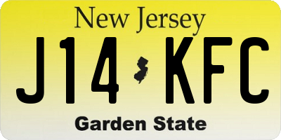 NJ license plate J14KFC