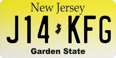 NJ license plate J14KFG