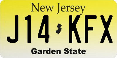 NJ license plate J14KFX