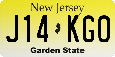 NJ license plate J14KGO