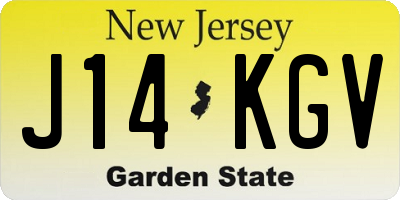 NJ license plate J14KGV