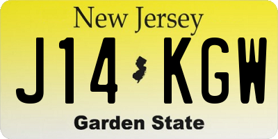 NJ license plate J14KGW