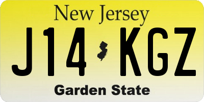 NJ license plate J14KGZ