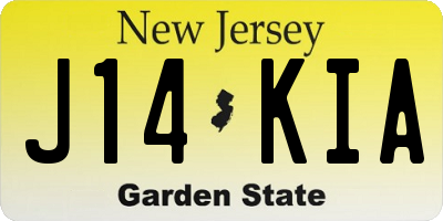 NJ license plate J14KIA