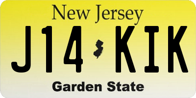 NJ license plate J14KIK