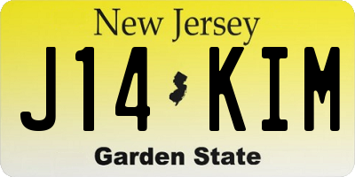 NJ license plate J14KIM