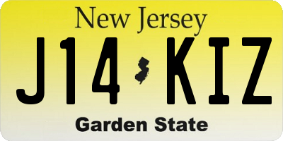 NJ license plate J14KIZ