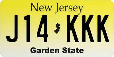 NJ license plate J14KKK