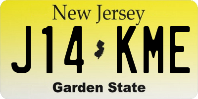 NJ license plate J14KME