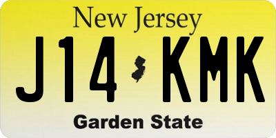 NJ license plate J14KMK
