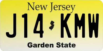 NJ license plate J14KMW