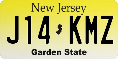 NJ license plate J14KMZ