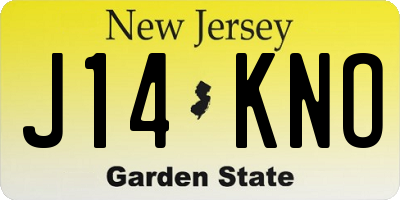 NJ license plate J14KNO