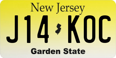 NJ license plate J14KOC