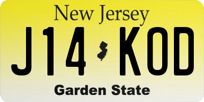 NJ license plate J14KOD