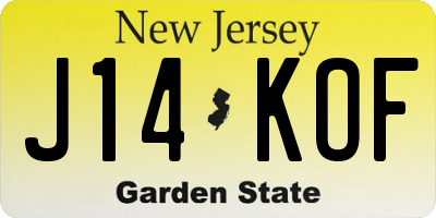 NJ license plate J14KOF