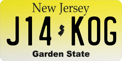 NJ license plate J14KOG