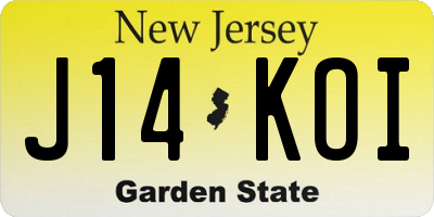 NJ license plate J14KOI