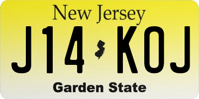 NJ license plate J14KOJ