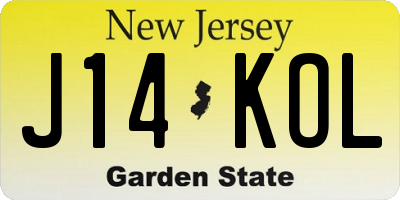 NJ license plate J14KOL