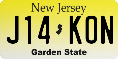 NJ license plate J14KON