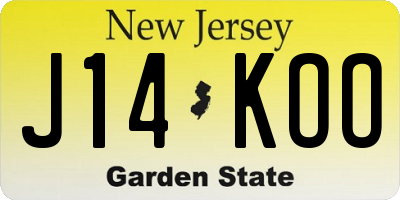 NJ license plate J14KOO