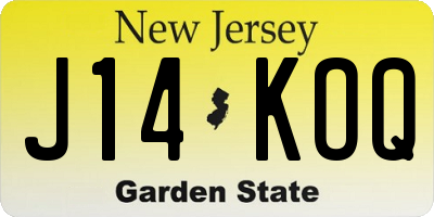 NJ license plate J14KOQ