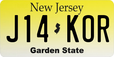 NJ license plate J14KOR